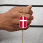Danish Flag - 18k Gold Finished Luxury Dog Tag Necklace