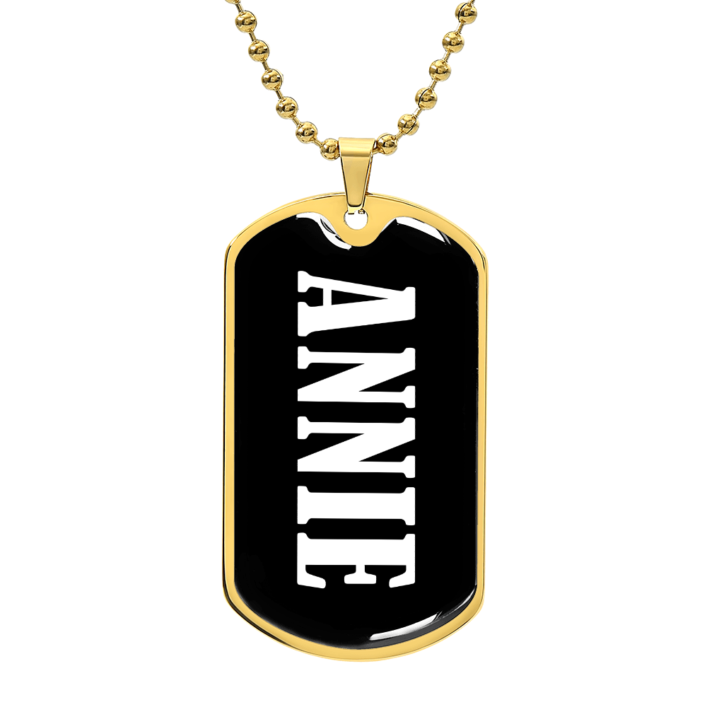 Annie v01w - 18k Gold Finished Luxury Dog Tag Necklace