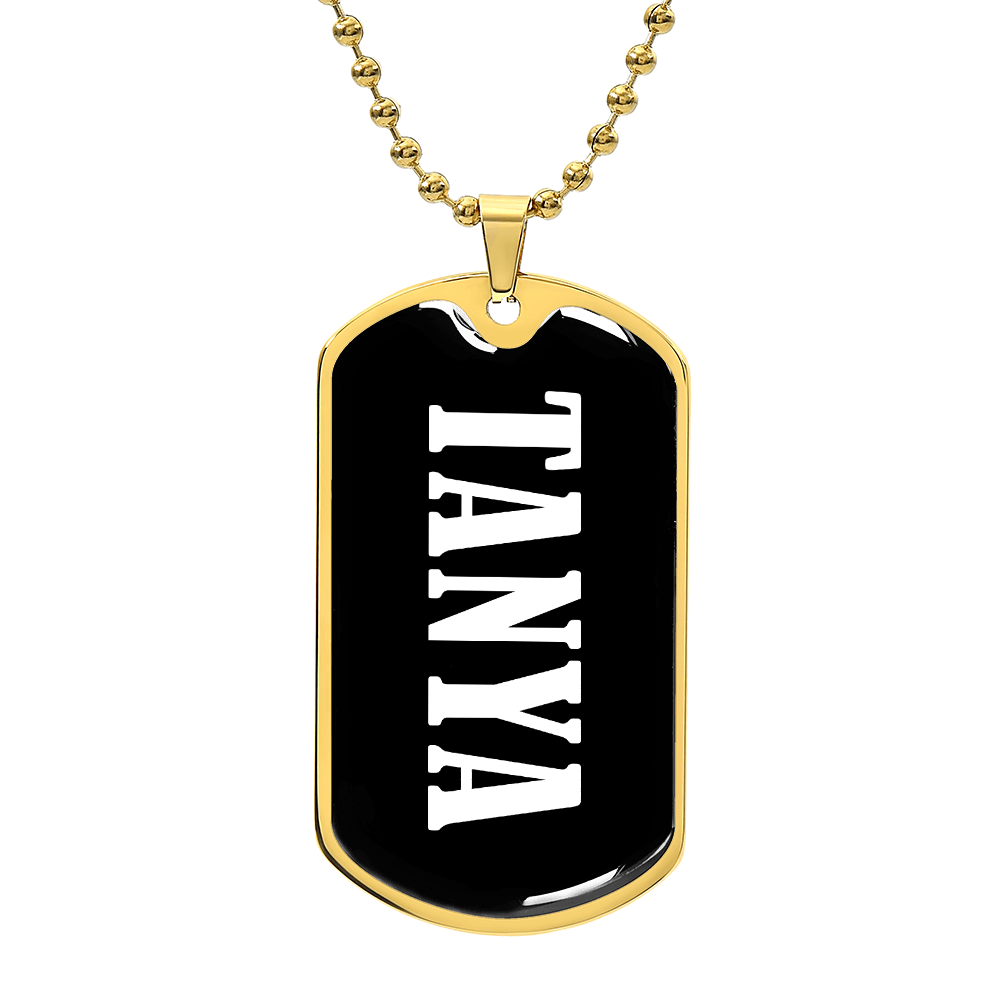 Tanya v01w - 18k Gold Finished Luxury Dog Tag Necklace