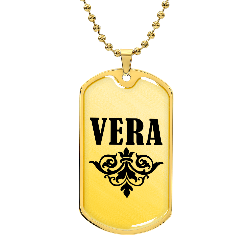 Vera v01a - 18k Gold Finished Luxury Dog Tag Necklace