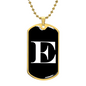Initial E v3a - 18k Gold Finished Luxury Dog Tag Necklace