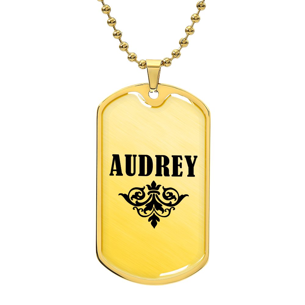Audrey v01a - 18k Gold Finished Luxury Dog Tag Necklace