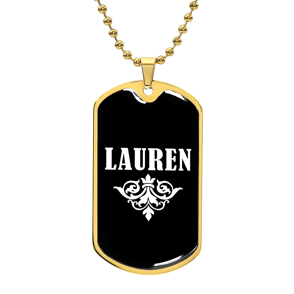 Lauren v03a - 18k Gold Finished Luxury Dog Tag Necklace