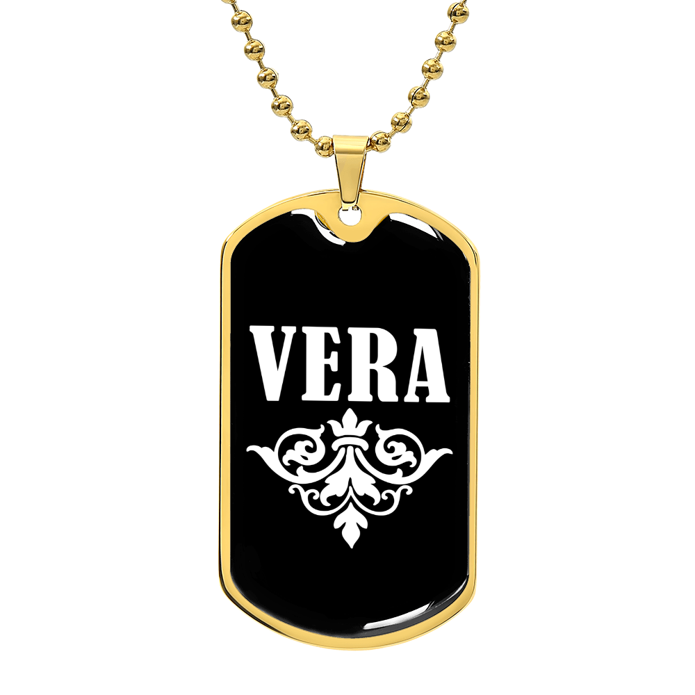 Vera v03a - 18k Gold Finished Luxury Dog Tag Necklace