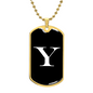 Initial Y v3a - 18k Gold Finished Luxury Dog Tag Necklace