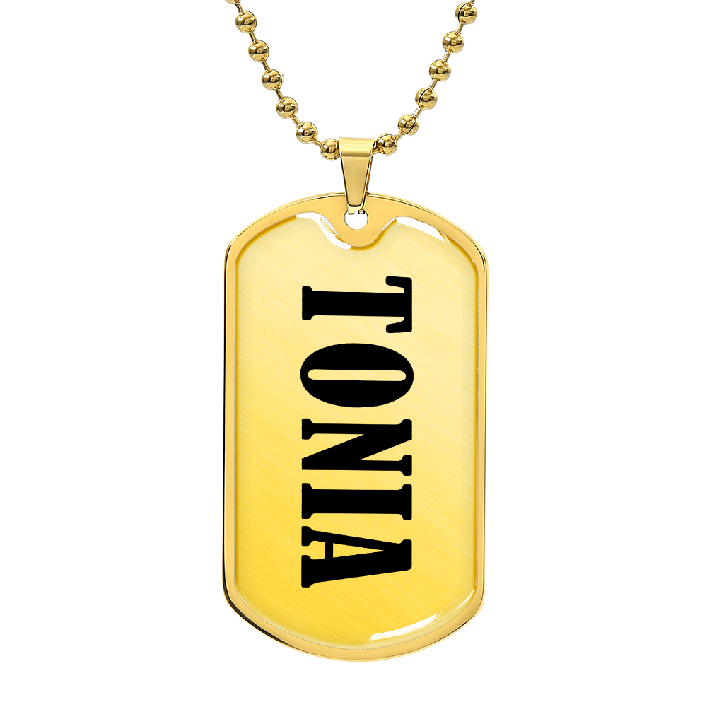 Tonia v01 - 18k Gold Finished Luxury Dog Tag Necklace