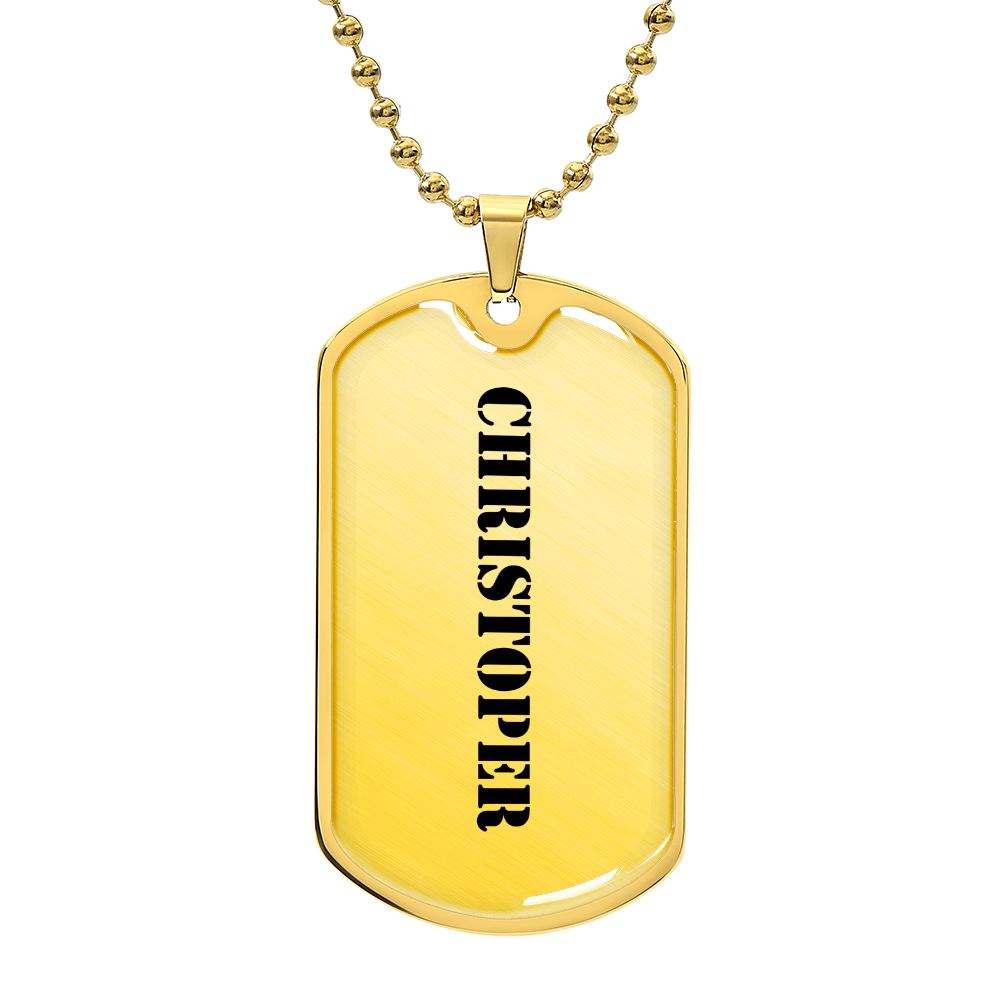 Christoper - 18k Gold Finished Luxury Dog Tag Necklace