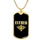 Esther v02a - 18k Gold Finished Luxury Dog Tag Necklace