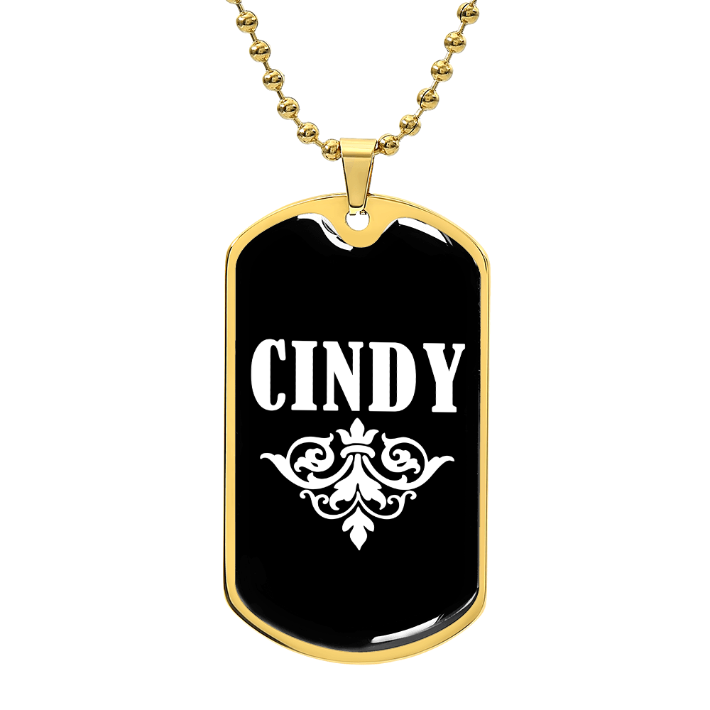 Cindy v03a - 18k Gold Finished Luxury Dog Tag Necklace
