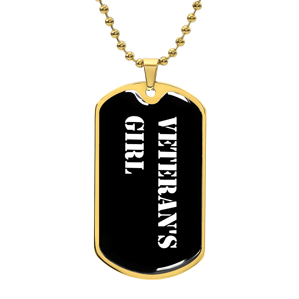 Veteran's Girl v3 - 18k Gold Finished Luxury Dog Tag Necklace