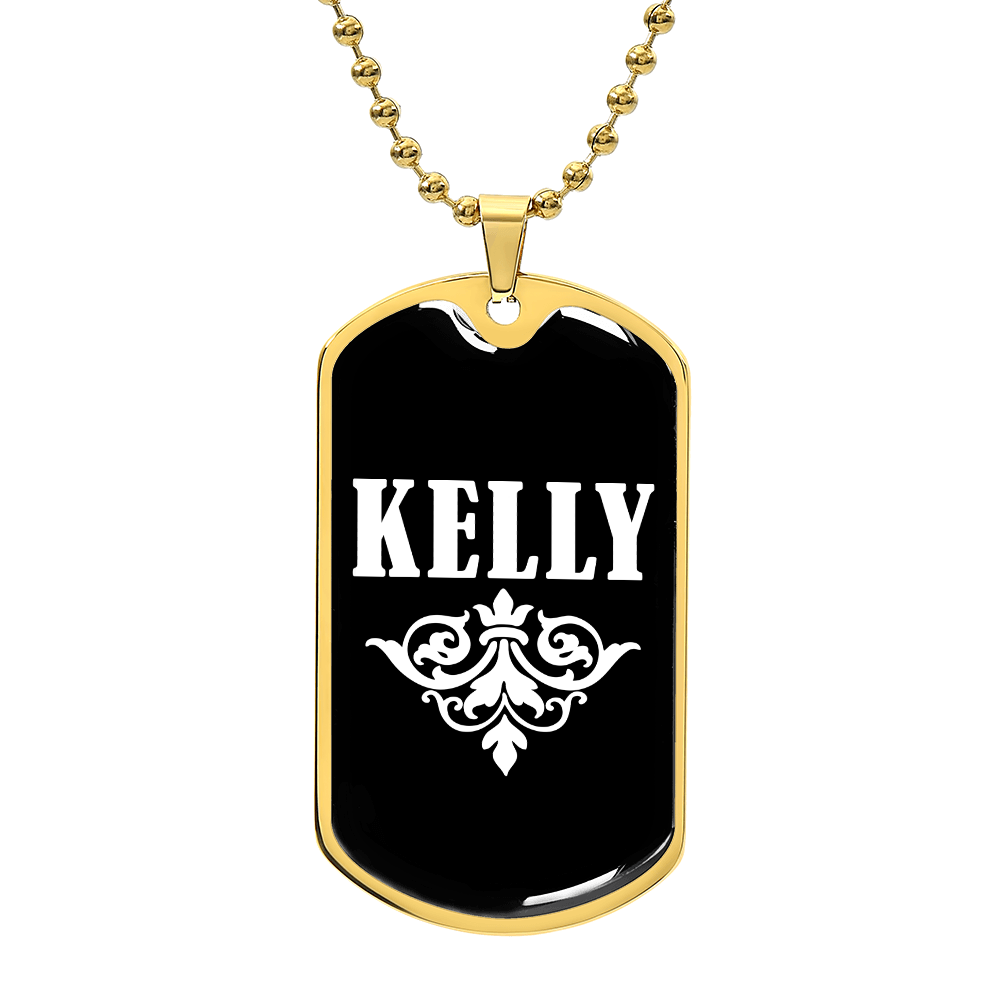 Kelly v03a - 18k Gold Finished Luxury Dog Tag Necklace