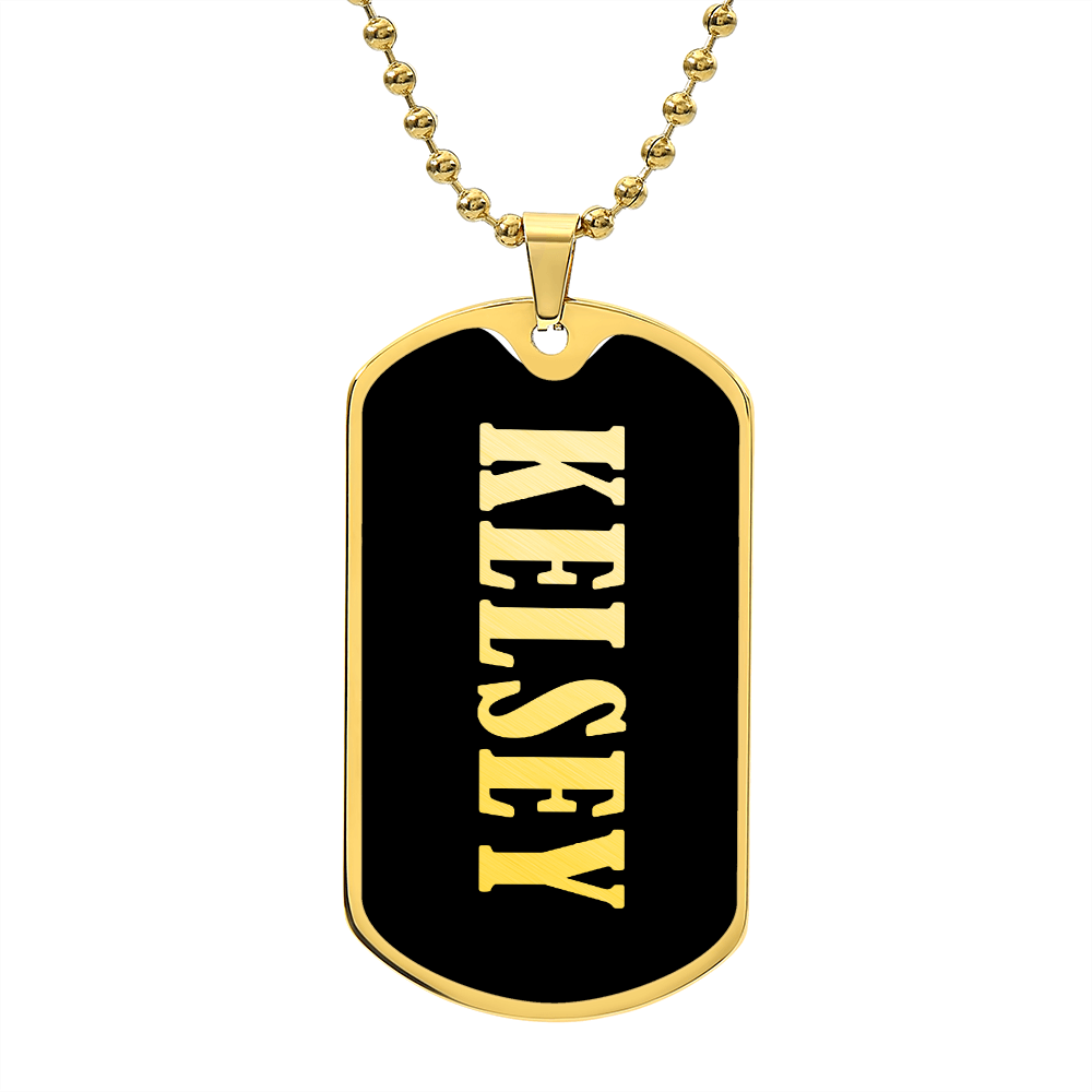 Kelsey v02 - 18k Gold Finished Luxury Dog Tag Necklace