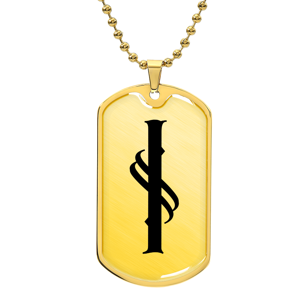 Initial I v001-31 - 18k Gold Finished Luxury Dog Tag Necklace