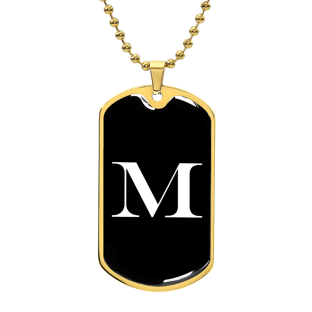 Initial M v3a - 18k Gold Finished Luxury Dog Tag Necklace