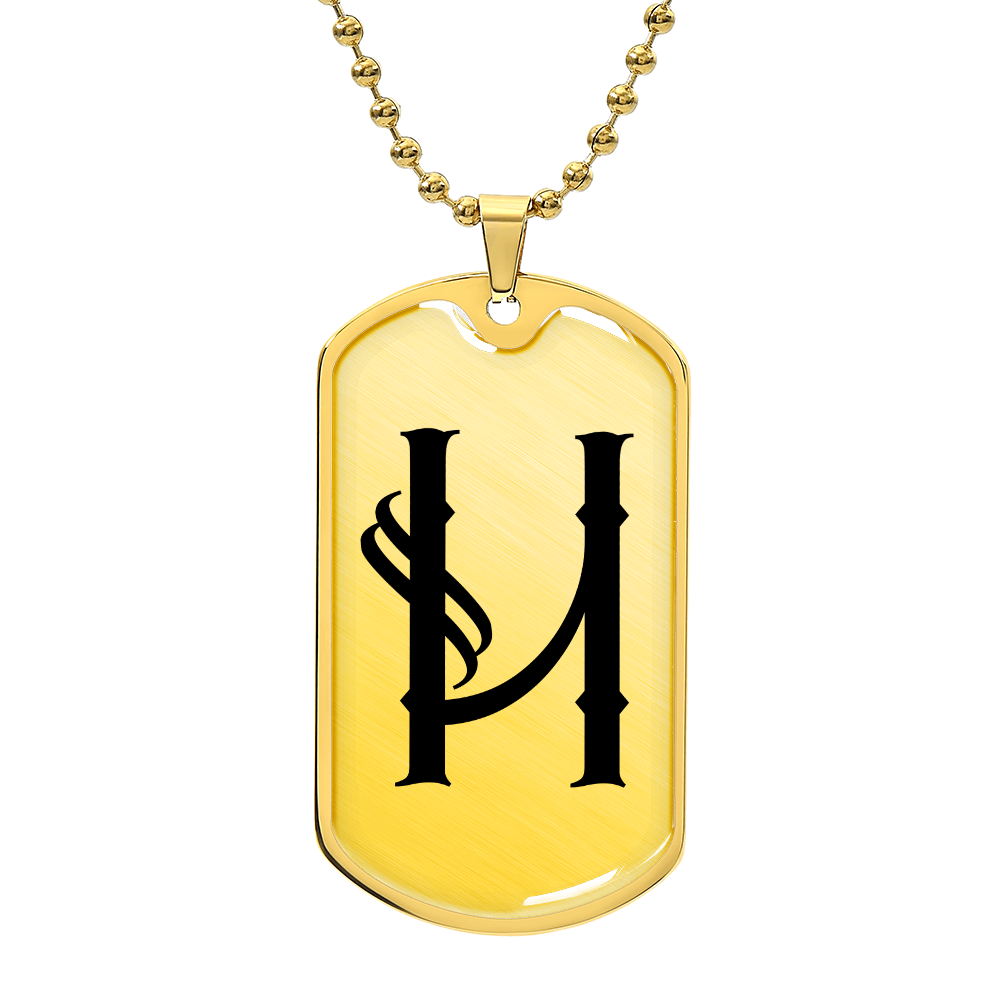 Initial H v001-31 - 18k Gold Finished Luxury Dog Tag Necklace