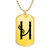 Initial H v001-31 - 18k Gold Finished Luxury Dog Tag Necklace