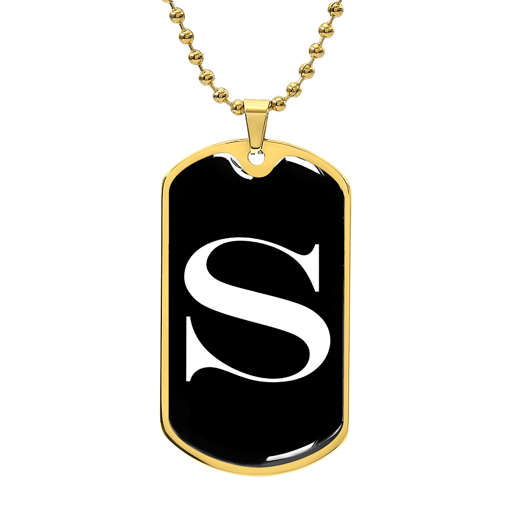 Initial S v3a - 18k Gold Finished Luxury Dog Tag Necklace