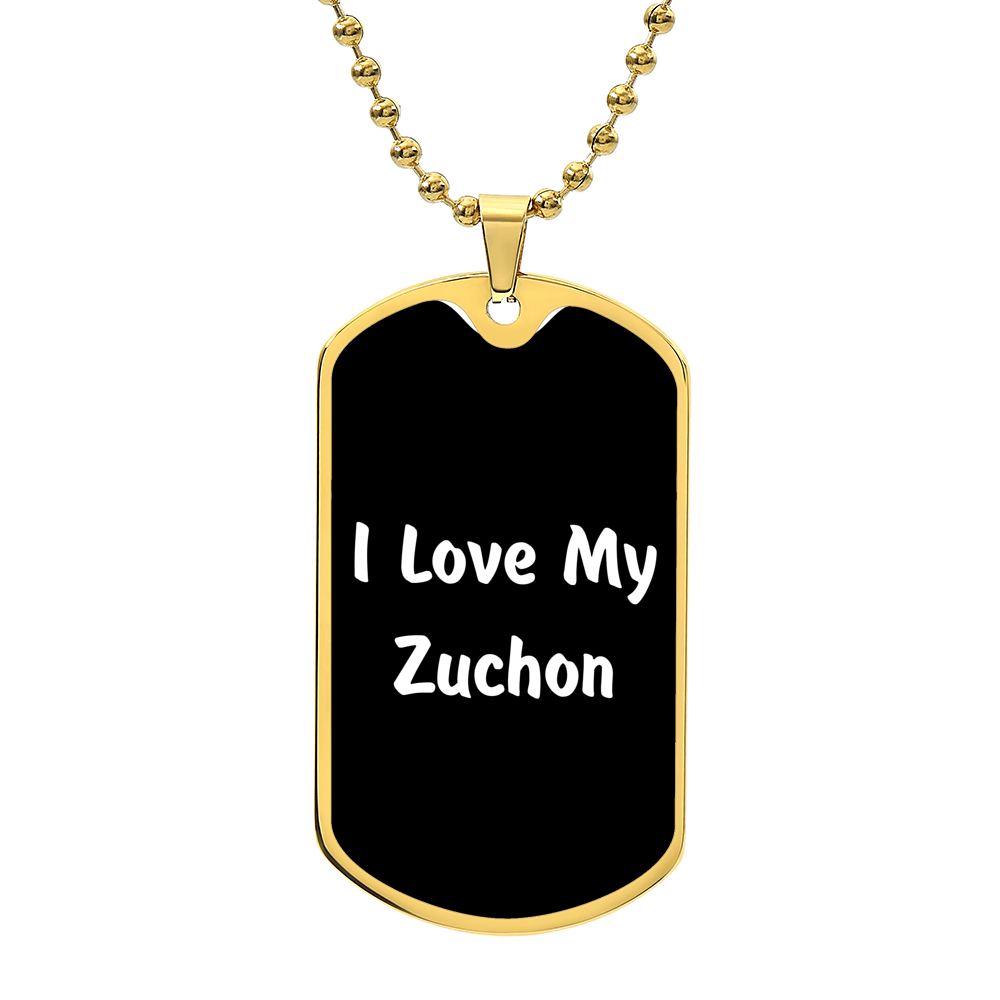 Love My Zuchon v6 - 18k Gold Finished Luxury Dog Tag Necklace