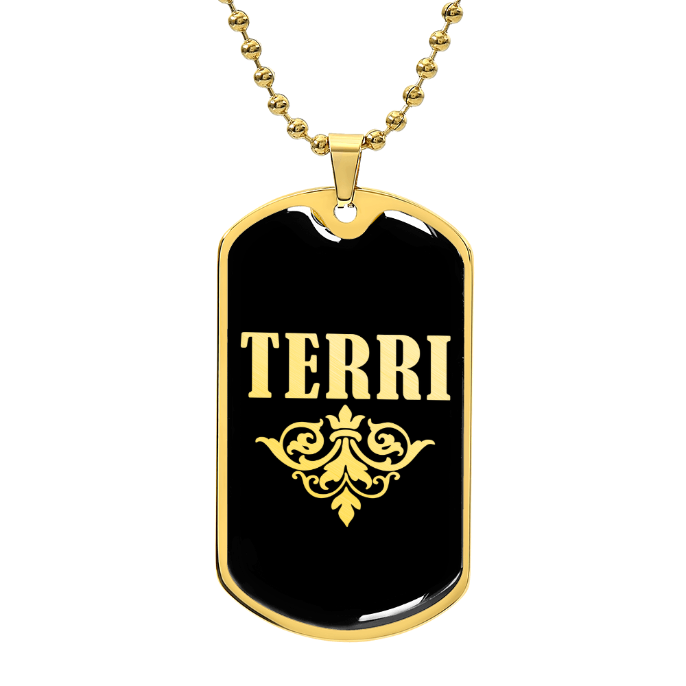Terri v02a - 18k Gold Finished Luxury Dog Tag Necklace