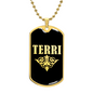 Terri v02a - 18k Gold Finished Luxury Dog Tag Necklace