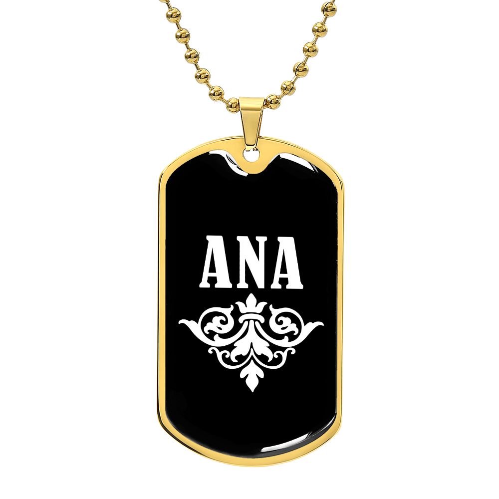 Ana v03a - 18k Gold Finished Luxury Dog Tag Necklace
