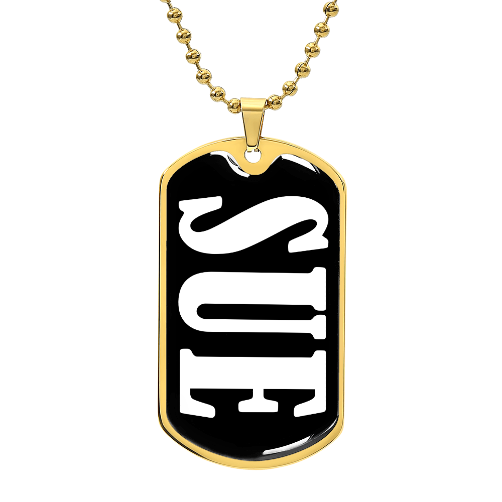 Sue v01w - 18k Gold Finished Luxury Dog Tag Necklace