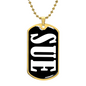 Sue v01w - 18k Gold Finished Luxury Dog Tag Necklace