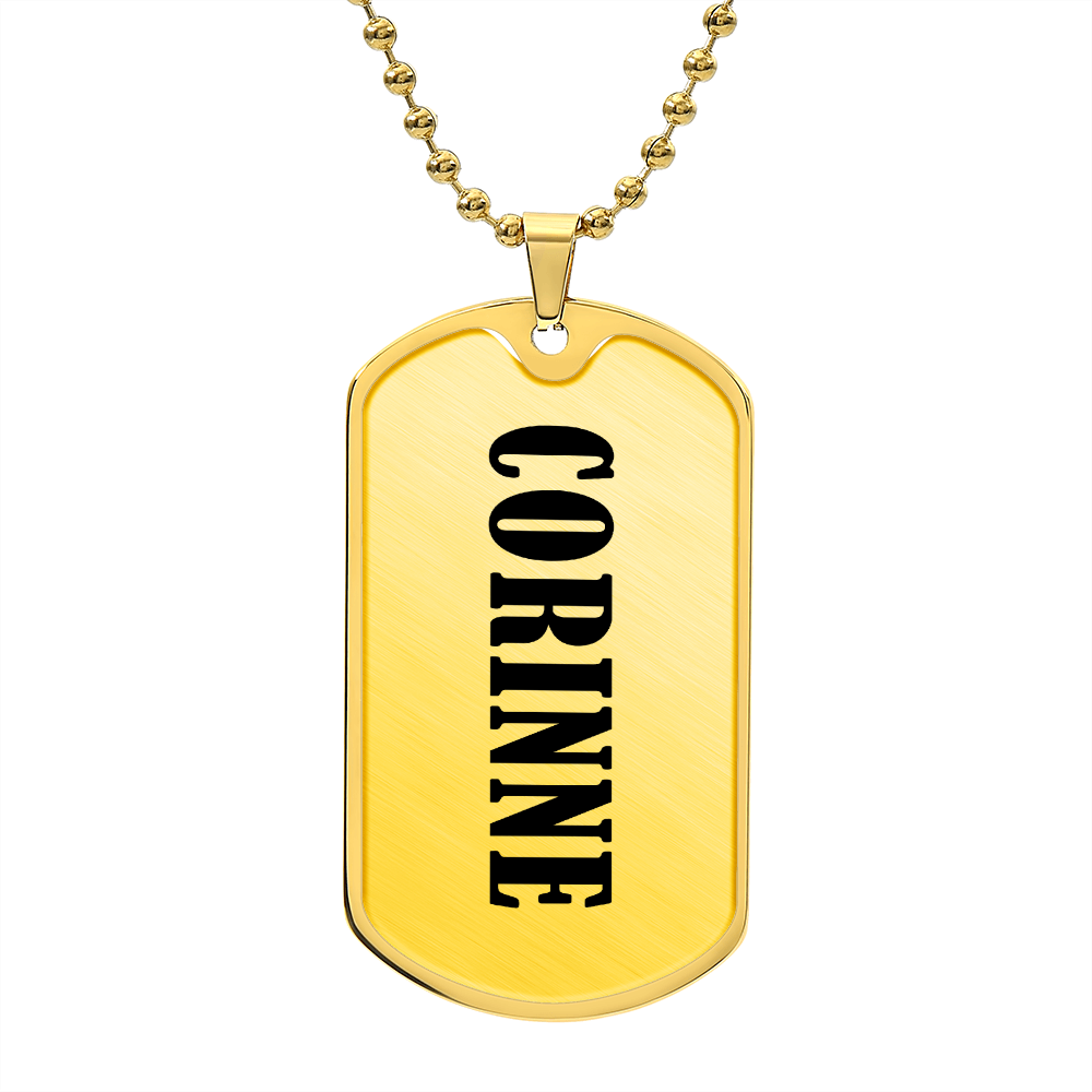 Corinne v01 - 18k Gold Finished Luxury Dog Tag Necklace