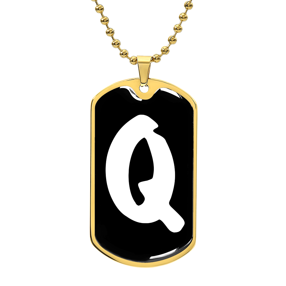 Initial Q v3b - 18k Gold Finished Luxury Dog Tag Necklace