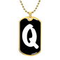 Initial Q v3b - 18k Gold Finished Luxury Dog Tag Necklace