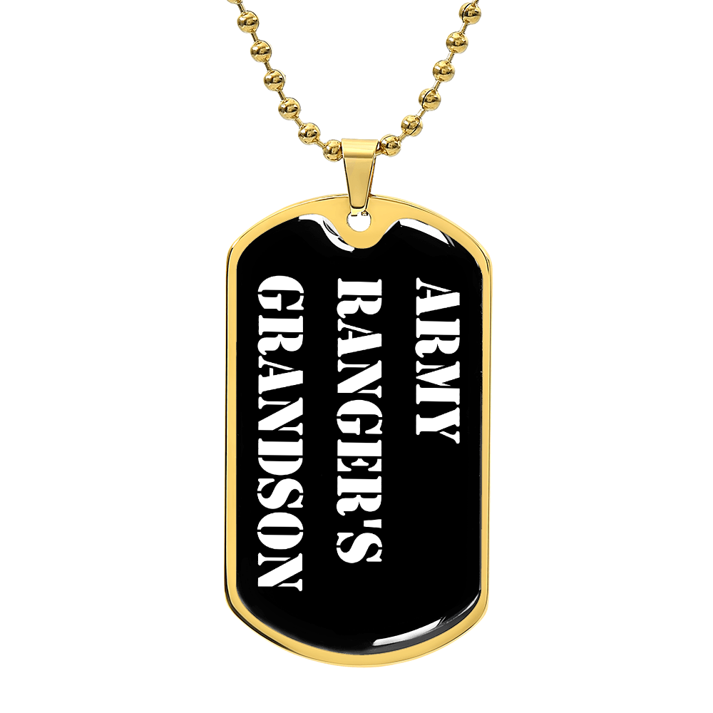 Army Ranger's Grandson v3 - 18k Gold Finished Luxury Dog Tag Necklace