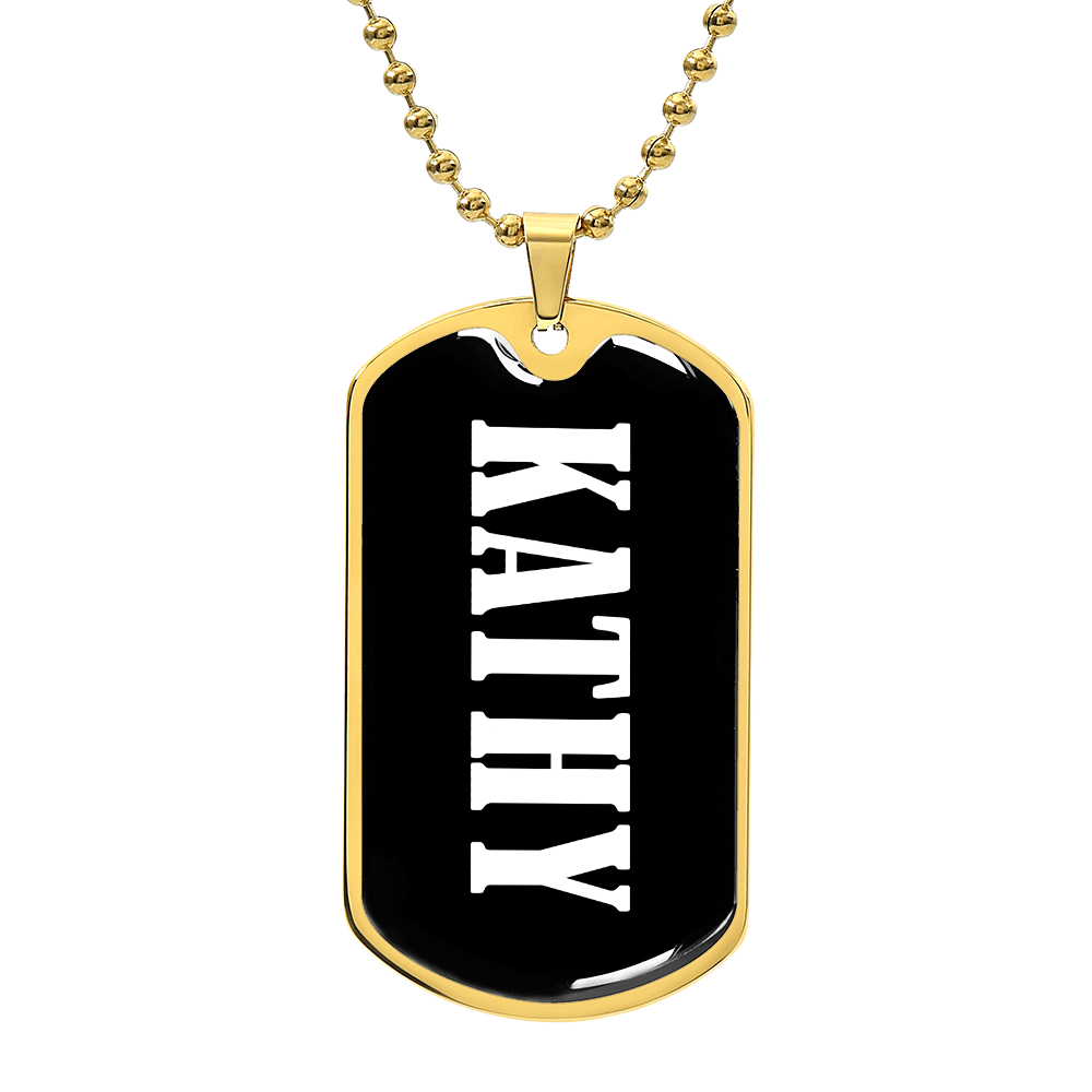 Kathy v01w - 18k Gold Finished Luxury Dog Tag Necklace