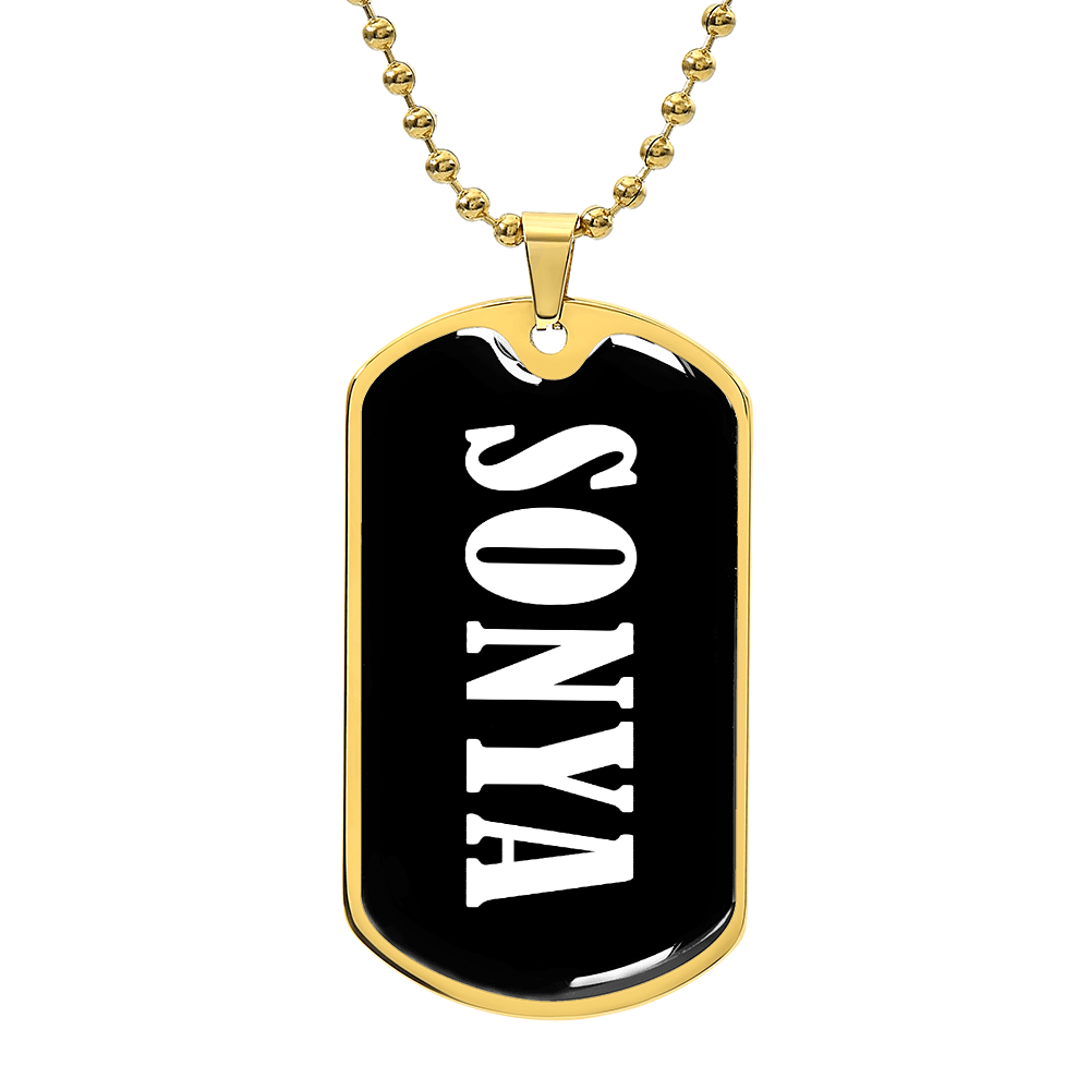 Sonya v01w - 18k Gold Finished Luxury Dog Tag Necklace