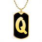 Initial Q v2b - 18k Gold Finished Luxury Dog Tag Necklace