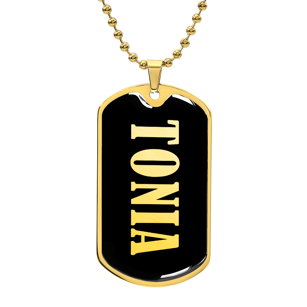 Tonia v02 - 18k Gold Finished Luxury Dog Tag Necklace