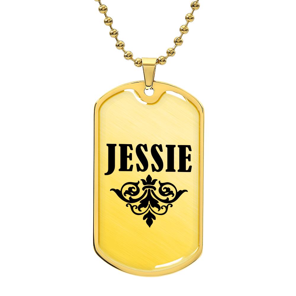 Jessie v01a - 18k Gold Finished Luxury Dog Tag Necklace