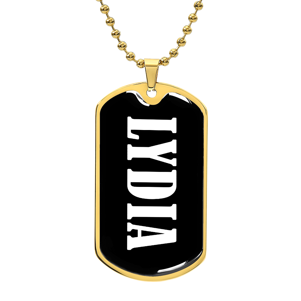 Lydia v01w - 18k Gold Finished Luxury Dog Tag Necklace