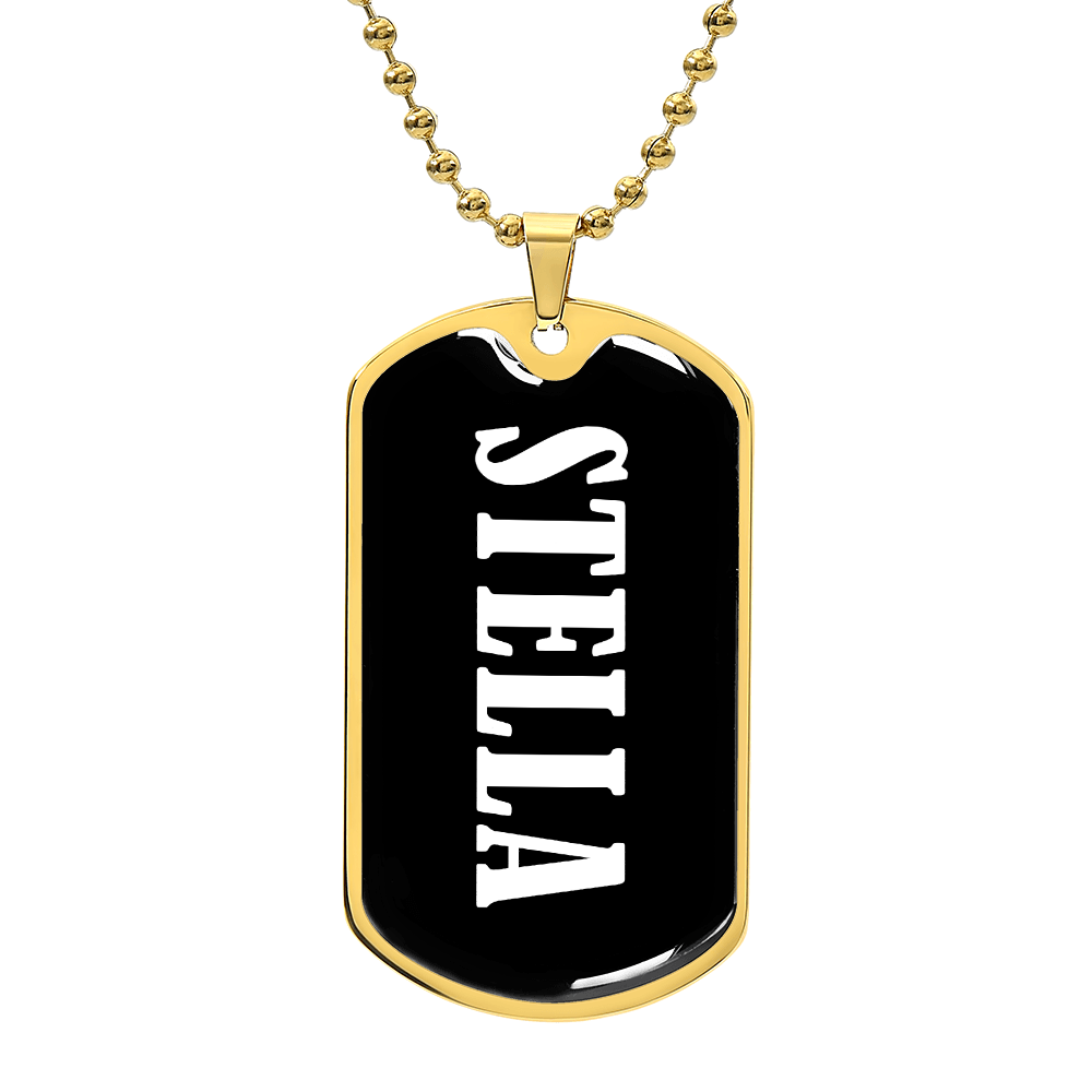 Stella v01w - 18k Gold Finished Luxury Dog Tag Necklace