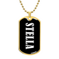 Stella v01w - 18k Gold Finished Luxury Dog Tag Necklace