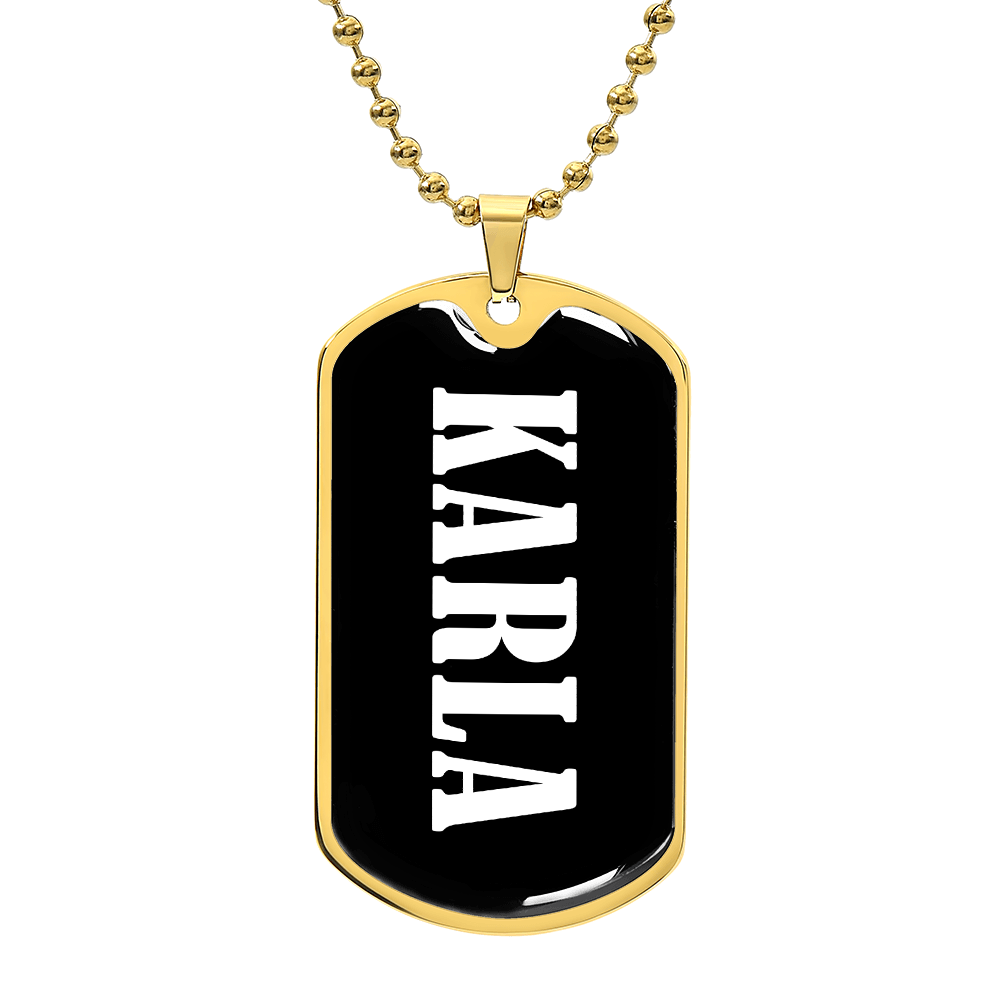 Karla v01w - 18k Gold Finished Luxury Dog Tag Necklace