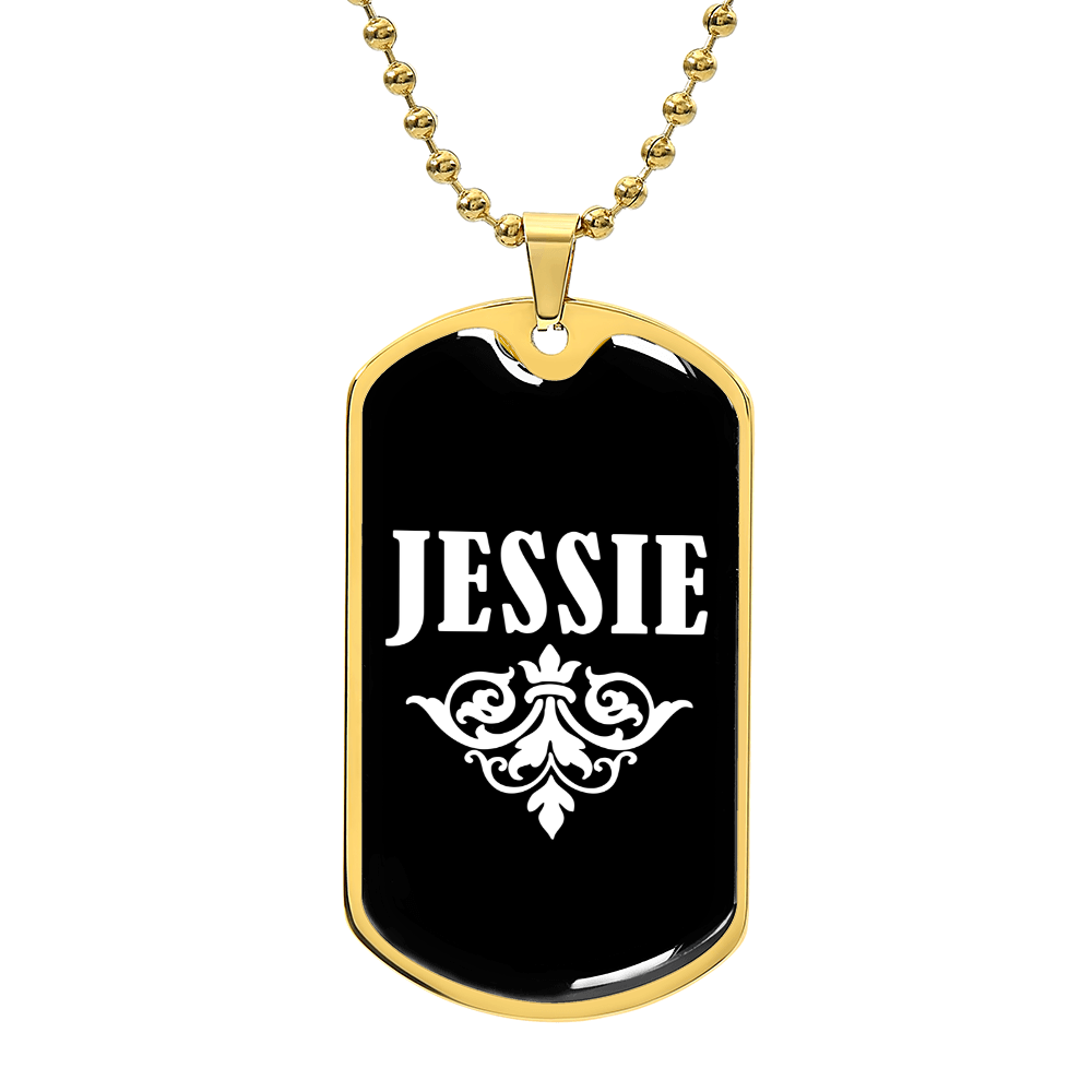 Jessie v03a - 18k Gold Finished Luxury Dog Tag Necklace