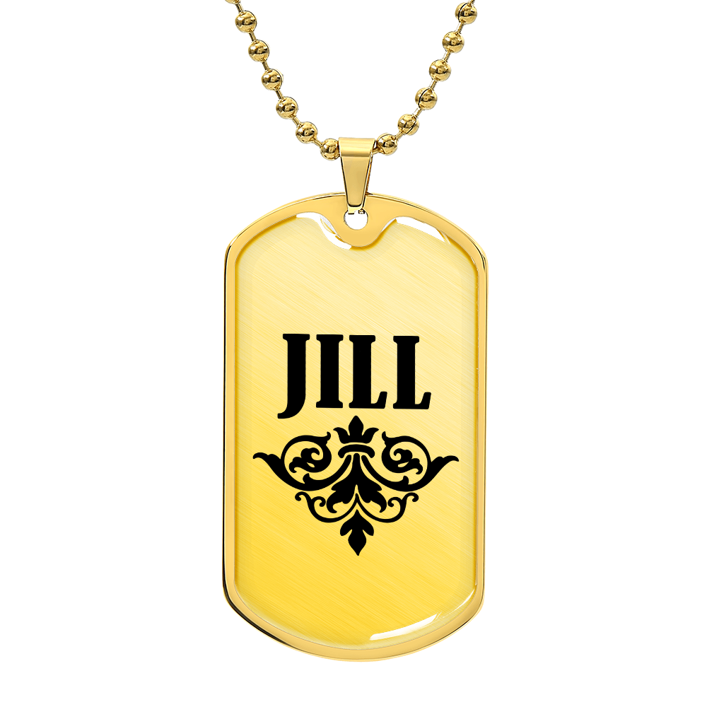 Jill v01a - 18k Gold Finished Luxury Dog Tag Necklace