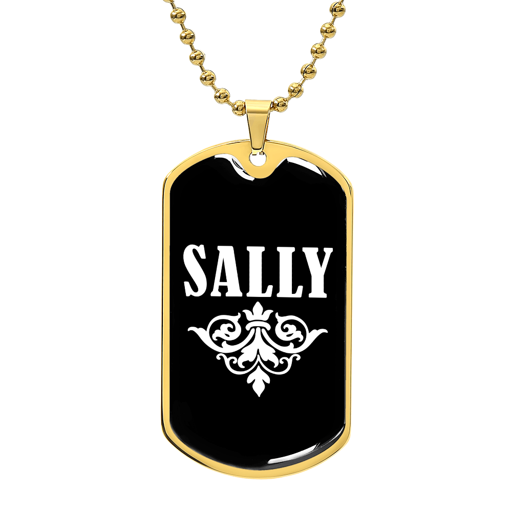 Sally v03a - 18k Gold Finished Luxury Dog Tag Necklace