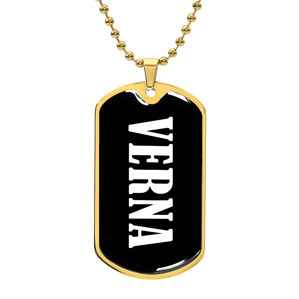 Verna v01w - 18k Gold Finished Luxury Dog Tag Necklace