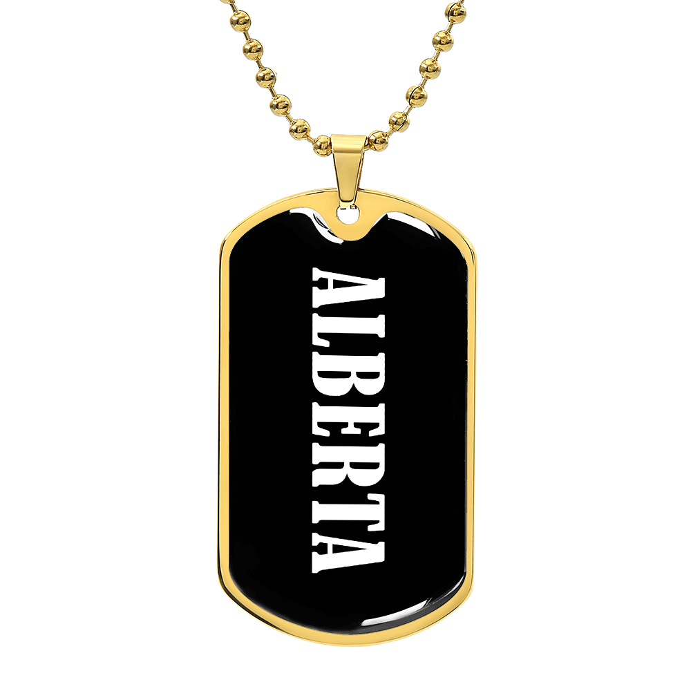 Alberta v01w - 18k Gold Finished Luxury Dog Tag Necklace