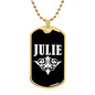 Julie v03a - 18k Gold Finished Luxury Dog Tag Necklace