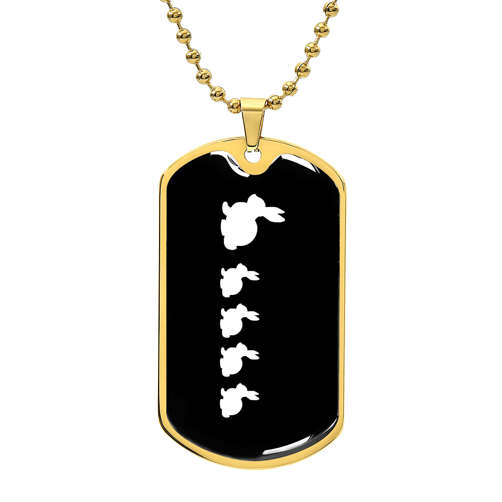 Mama Rabbit With 4 Kittens v3 - 18k Gold Finished Luxury Dog Tag Necklace