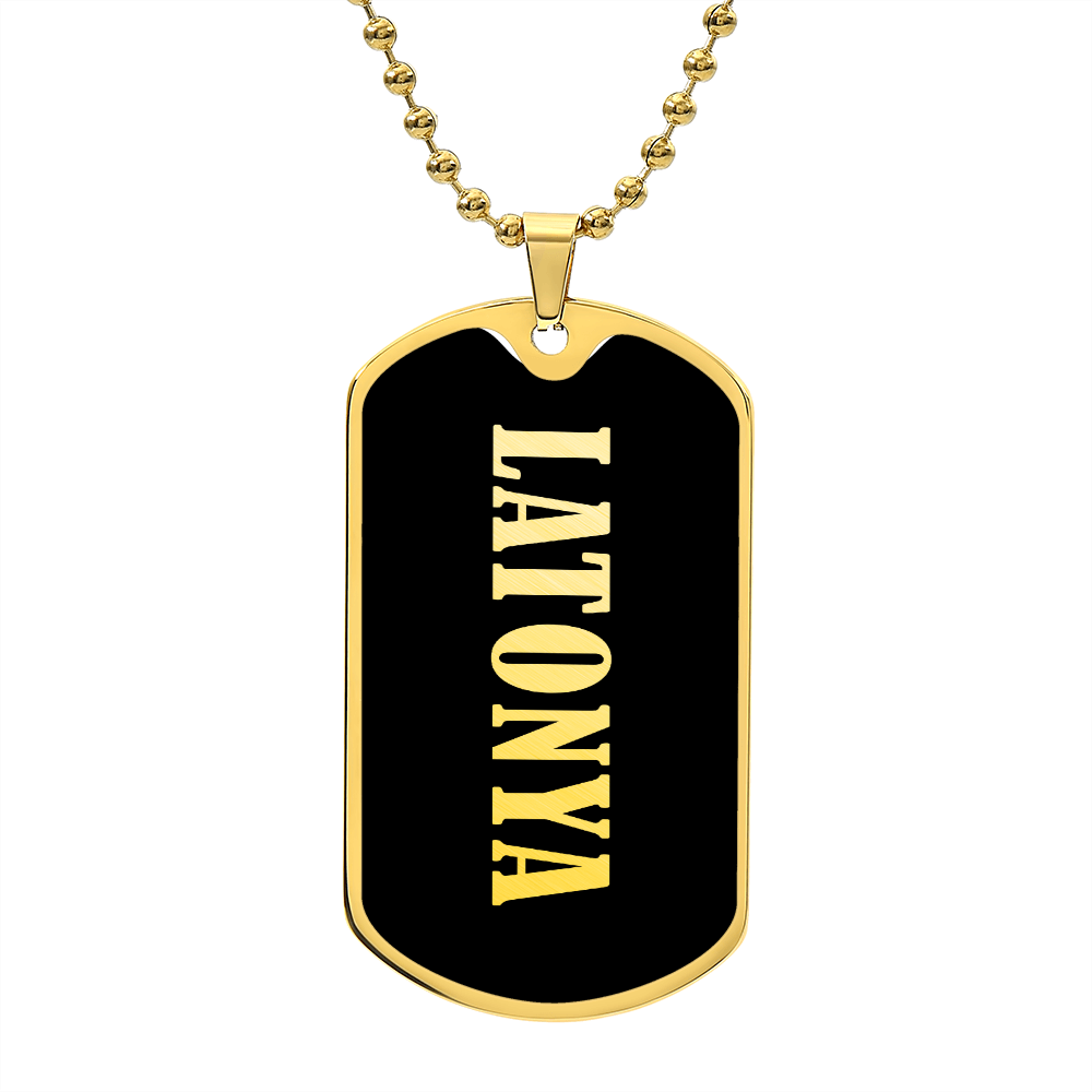 Latonya v02 - 18k Gold Finished Luxury Dog Tag Necklace