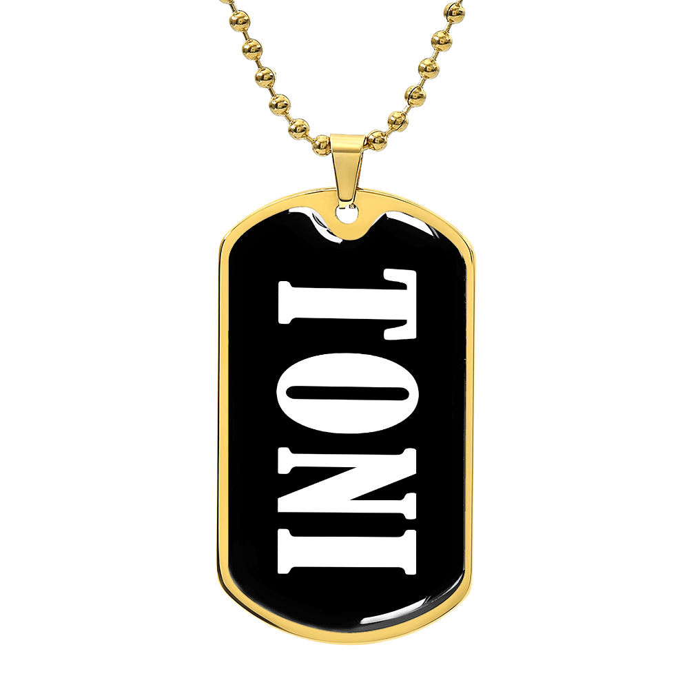 Toni v01w - 18k Gold Finished Luxury Dog Tag Necklace