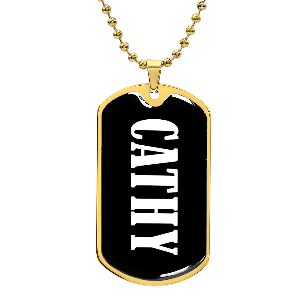 Cathy v01w - 18k Gold Finished Luxury Dog Tag Necklace